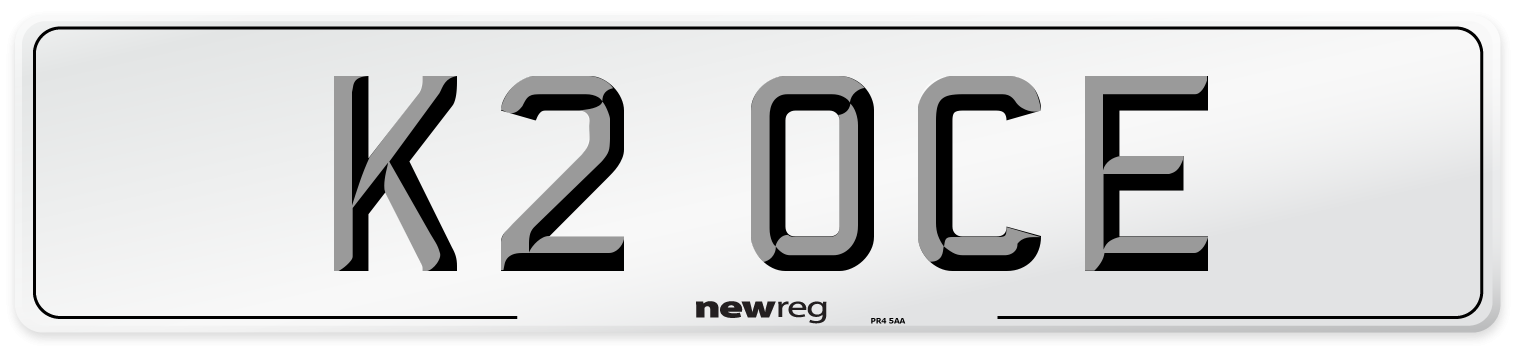 K2 OCE Number Plate from New Reg